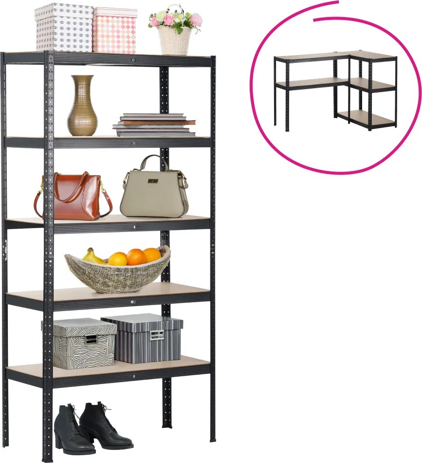 Polcállvány, tölgy/fekete, RADMAN