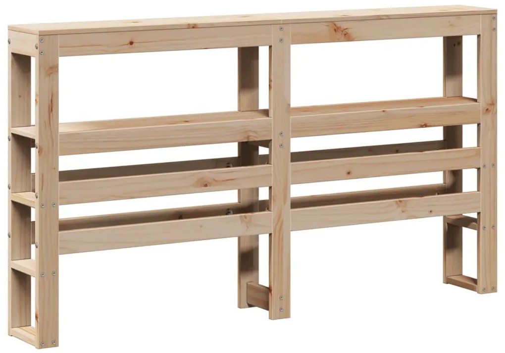 tömör fenyőfa fejtámla polcokkal 120 cm