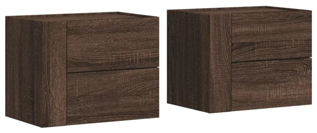 2 db barna tölgy színű fali éjjeliszekrény 45 x 30 x 35 cm