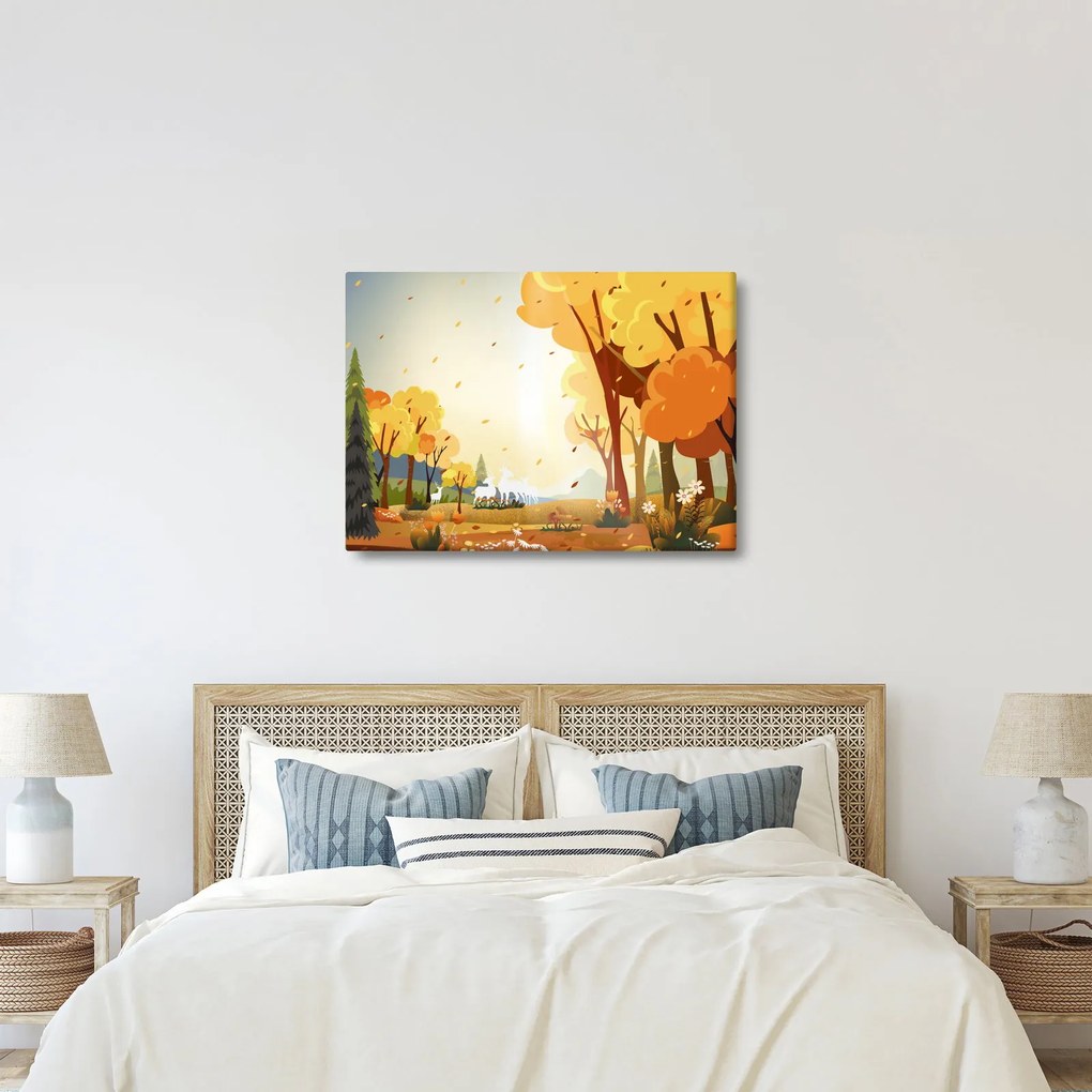Kép - őszi táj, illusztrációk (70x50 cm)