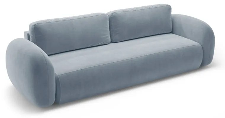 Szürkéskék bársony kinyitható-tárolóhelyes kanapé 262 cm Tonale – Cosmopolitan Design