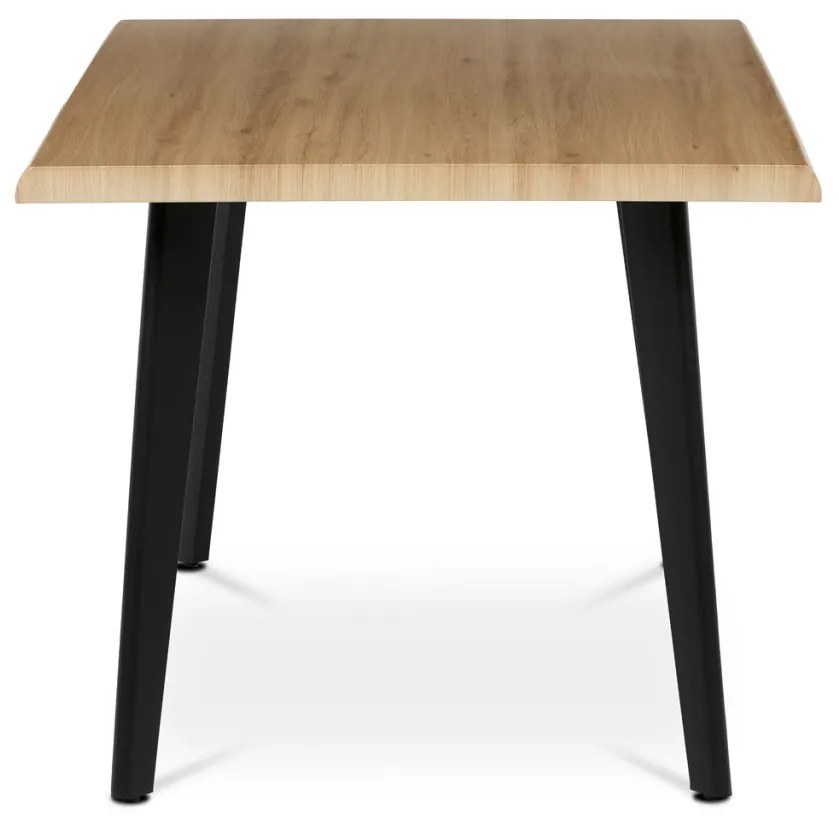 Masă de sufragerie, 160x90x75 cm, blat MDF, decor stejar salbatic, picioare metalice