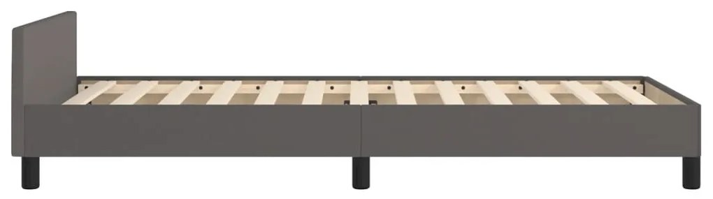 szürke műbőr ágykeret fejtámlával 90 x 200 cm