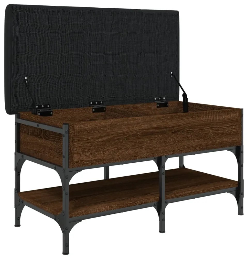 barna tölgy színű szerelt fa cipőtároló pad 82 x 42 x 45 cm