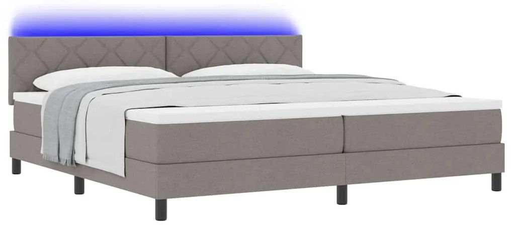 Boxrugós ágy matracmal fejtámlával Tópszínű 200 x 200 cm szövet