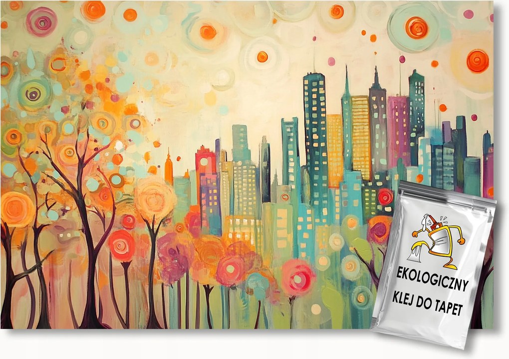 Fotótapéta Flizelina Gyerekek Színes Város Házak Fa 250x175 ragasztó