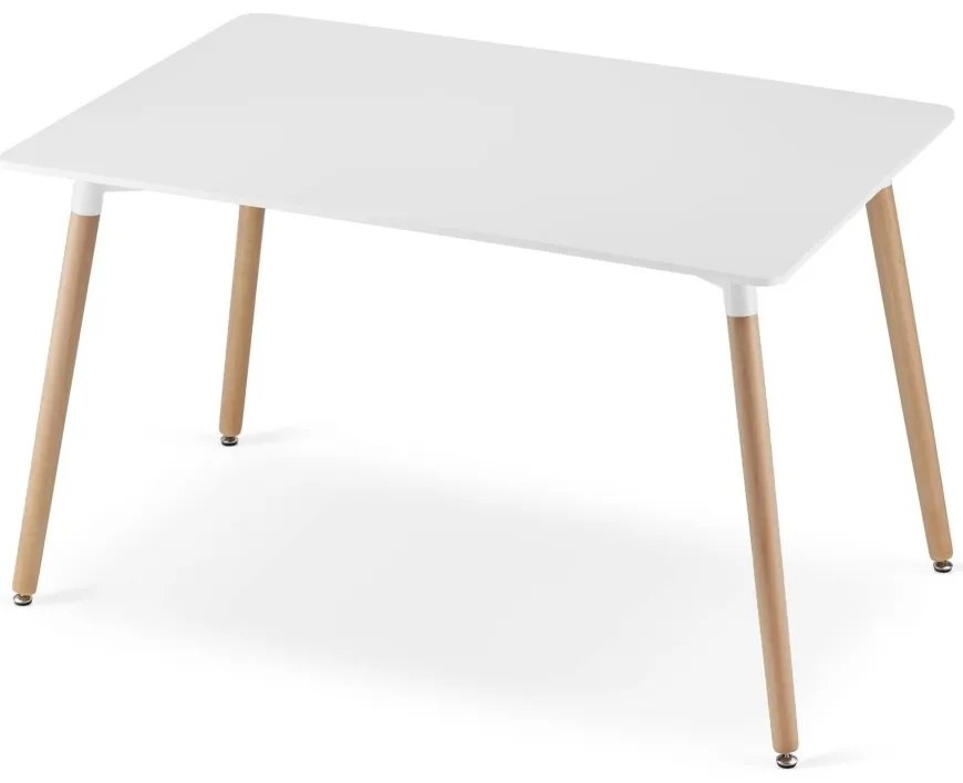 Étkezőgarnitúra 1 + 4, fehér ADRIA asztal 120x80 cm + átlátszó BALI MARK szék bükkfa lábakkal