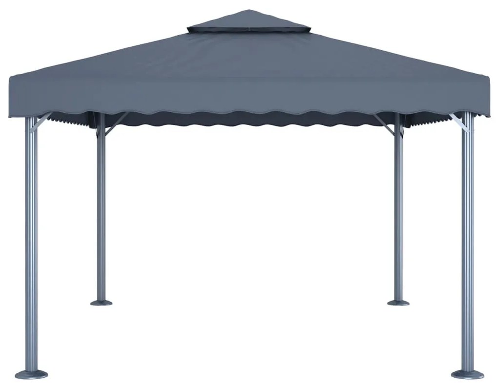 Antracitszürke alumíniumpavilon LED fényfüzérrel 400 x 300 cm
