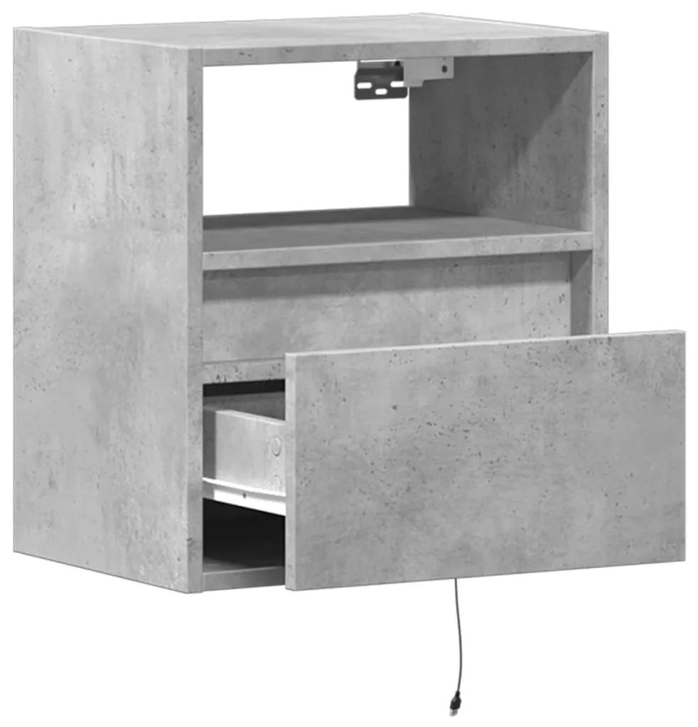 vidaXL 2 db betonszürke fali TV-szekrény LED-del 41 x 31 x 45 cm