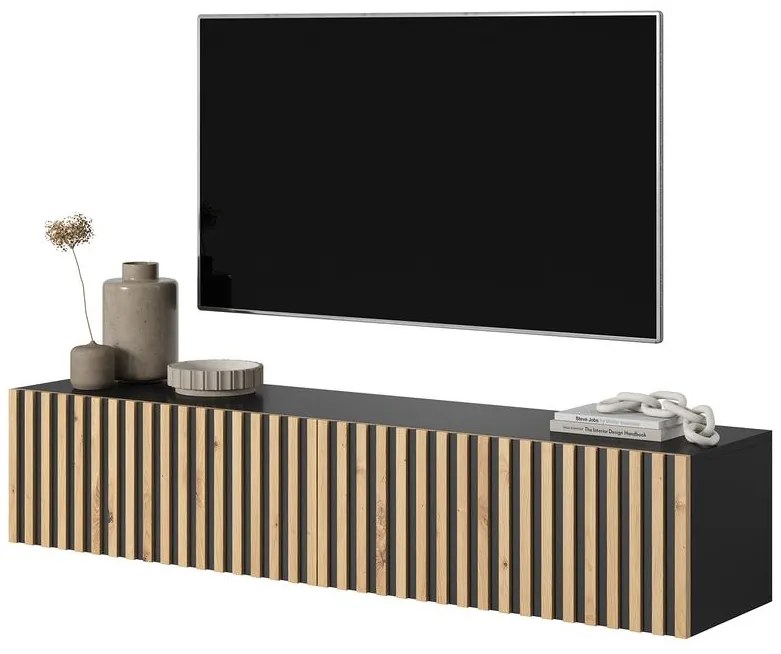 Tv szekrény/asztal Tenessie 138  (fekete + artisan tölgy). 1098789