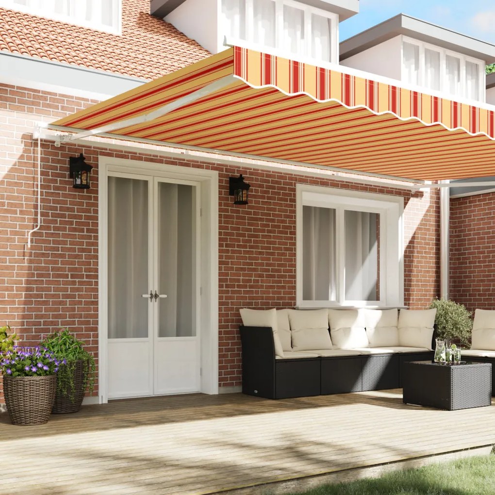 Kézi Behúzható Napellenző Narancs és Sárga 500x350 cm