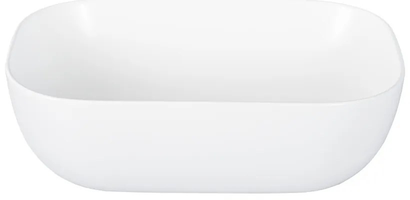 EROS SMILE 3 - PULTRA ültethető - Top Counter - porcelán mosdó - MATT FEHÉR - 46,5 x 32,5 x 13 cm
