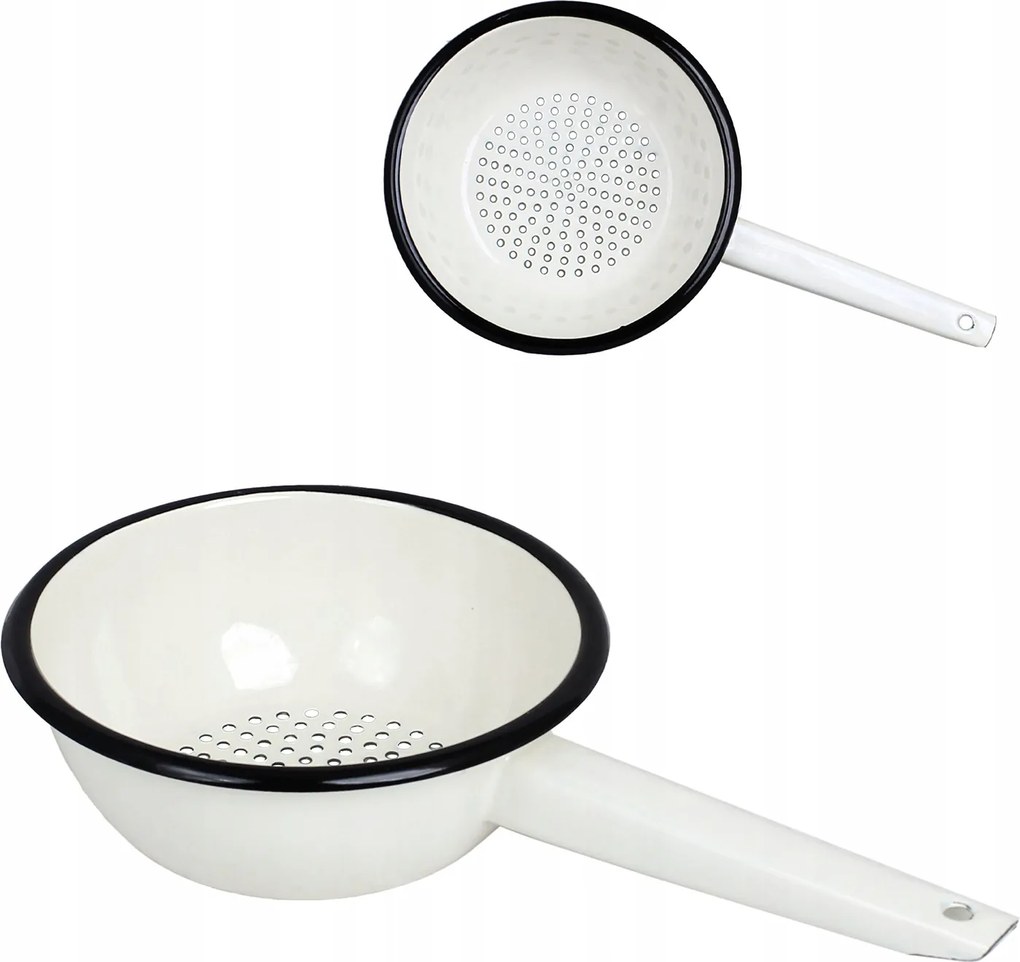 Zománcozott 19cm-es kézi konyhai fogantyú fehér fém cédrus