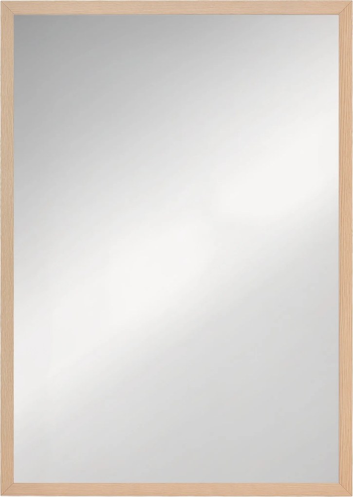 HOMCOM Fali Tükör Fürdőszobai Tükör 50x70 cm Téglalap alakú Dekoratív Tükör Nappali, Előszoba, Függőleges vagy Horizontális Szögben, Natúr | Aosom