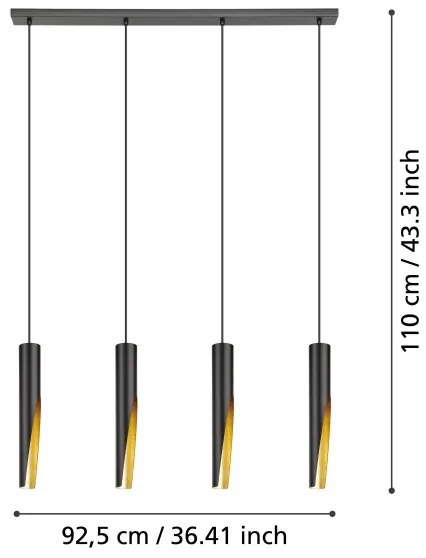 Eglo 900873 - LED Csillár zsinóron BARBOTTO 4xGU10/4,5W/230V fekete/arany
