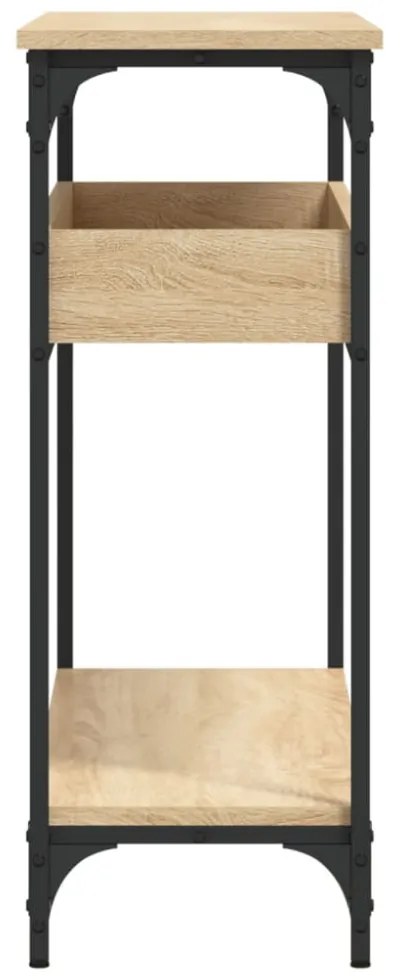 sonoma tölgy színű szerelt fa tálalóasztal polccal 100x29x75 cm