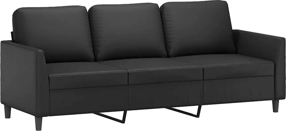 vidaXL 3 személyes fekete műbőr kanapé 180 cm
