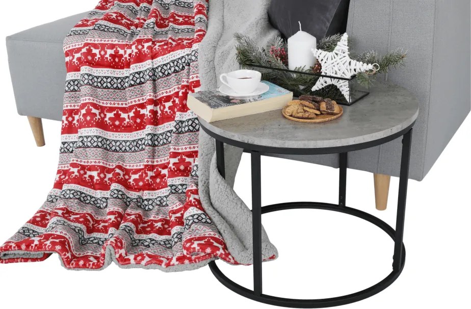 Kétoldalas bárány takaró, téli motívum, 150x200, RENIFE