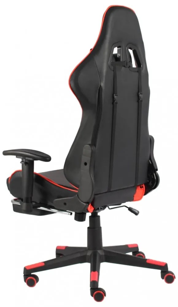 piros PVC forgó gamer szék lábtartóval