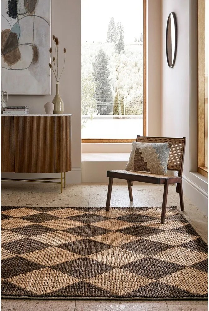 Barna-natúr színű kézi szövésű jutakeverék szőnyeg 120x170 cm Effie Diamond – Flair Rugs