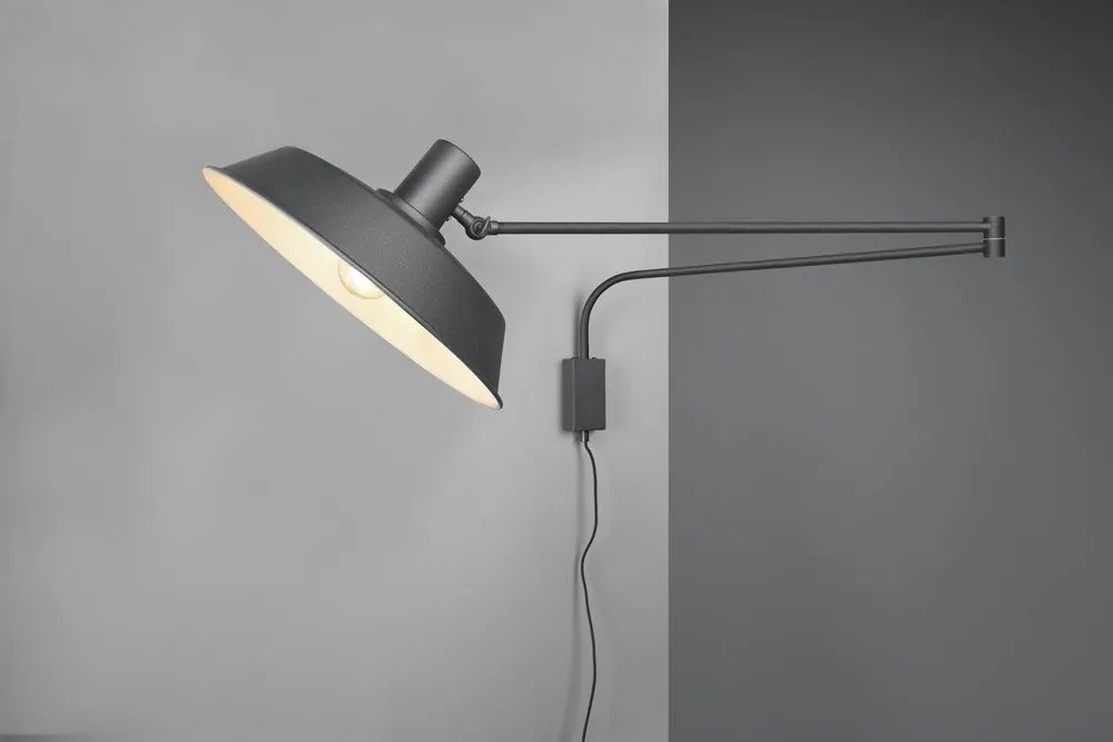 Matt fekete konnektorhoz csatlakoztatható fali lámpa hajlítható szerkezettel ø 35,5 cm Bolder – Trio