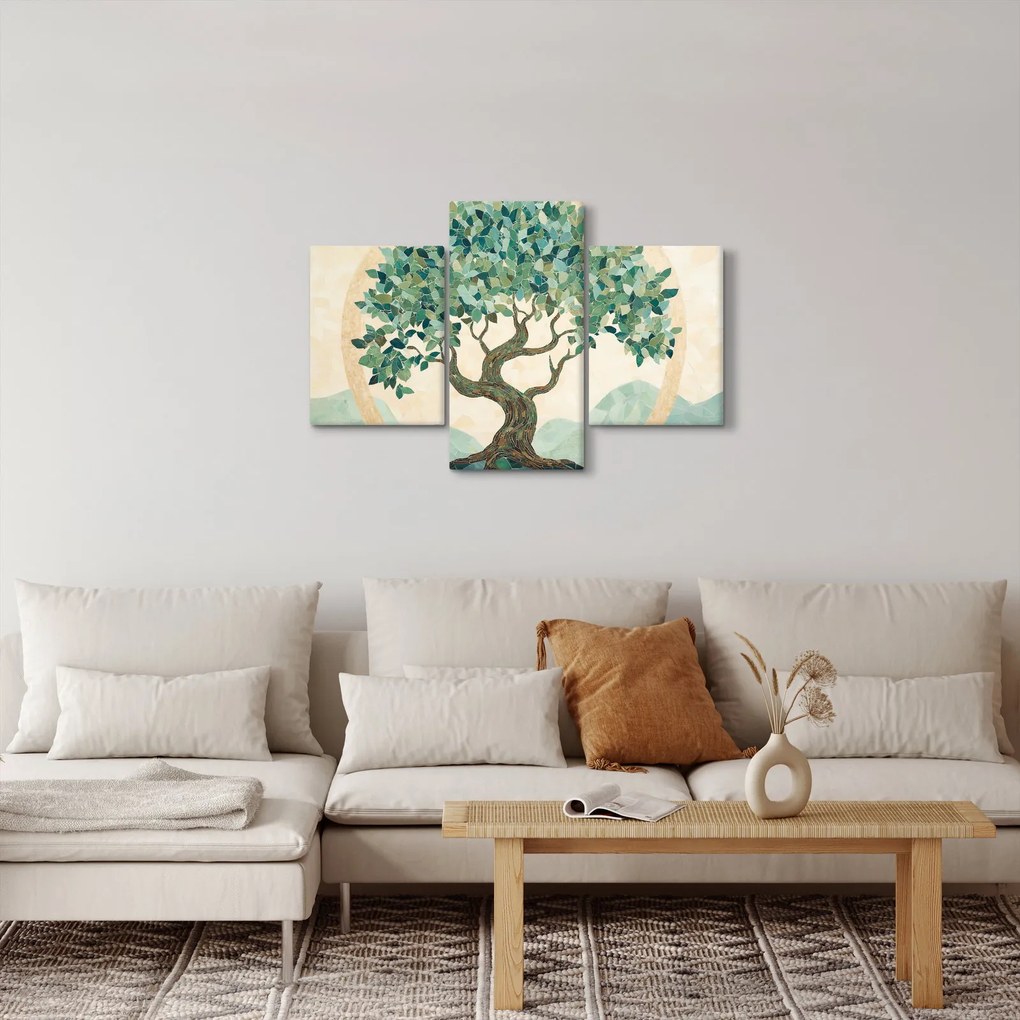 Kép – Elegáns mozaik fával (90x60 cm)