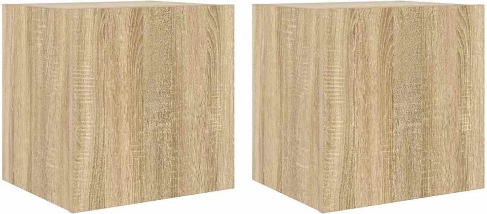 vidaXL 2 db sonoma tölgy színű fali TV-szekrény LED-del 40,5x35x40 cm