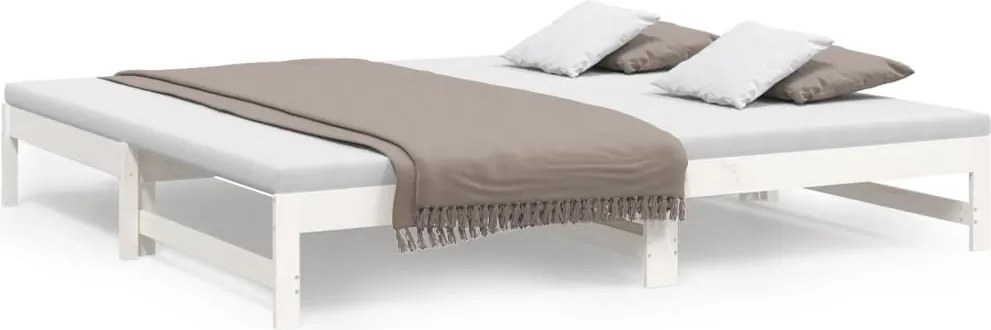 vidaXL fehér tömör fenyőfa kihúzható kanapéágy 2x(100x200) cm