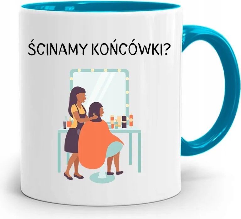 Kék Bögre Fodrásznak Vágjuk Le A Végeket? fényképes nyomattal