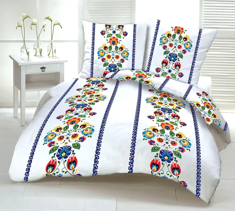 Pamut lepedők Folklór kék TiaHome - 1x Párna 90x70cm, 1x Paplan 140x200cm