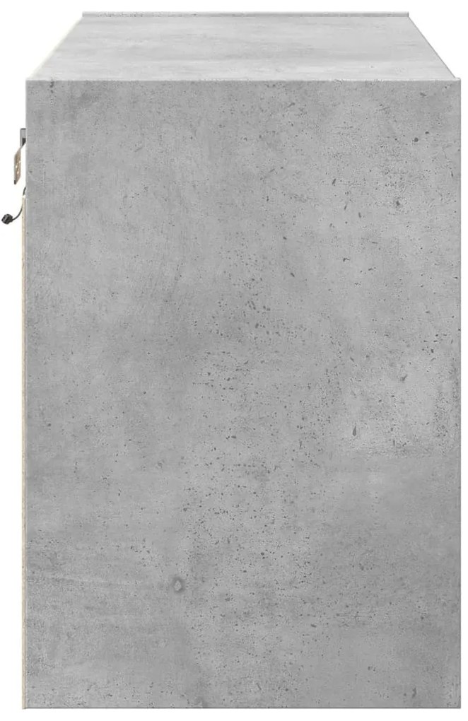 betonszürke falra szerelhető TV-szekrény LED-del 80x31x45 cm
