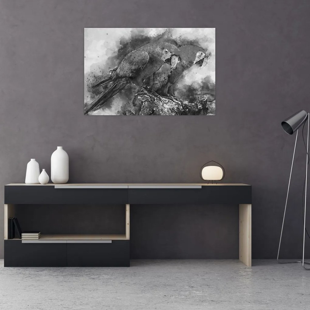 Kép - Akvarell papagájok (90x60 cm)