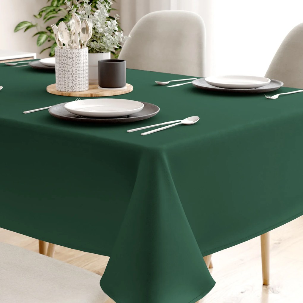 Goldea karácsonyi szögletes terítő 100% pamutvászon - sötétzöld 100 x 100 cm