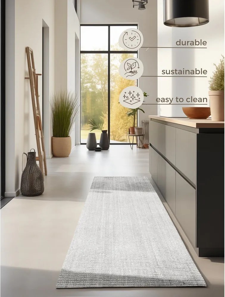 Világosszürke kétoldalas-kézi szövésű juta futószőnyeg 80x200 cm Bouclé Jaipur – Hanse Home