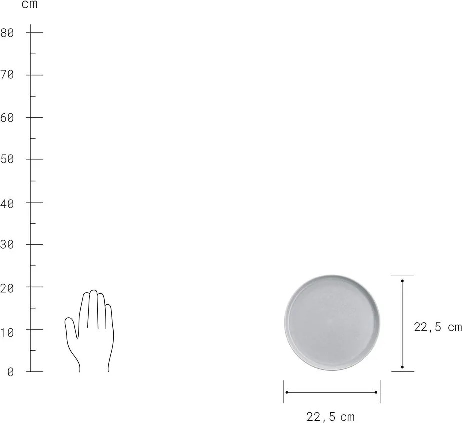 CASA NOVA kistányér Ø22,5cm, 4 db-os készlet, világosszürke