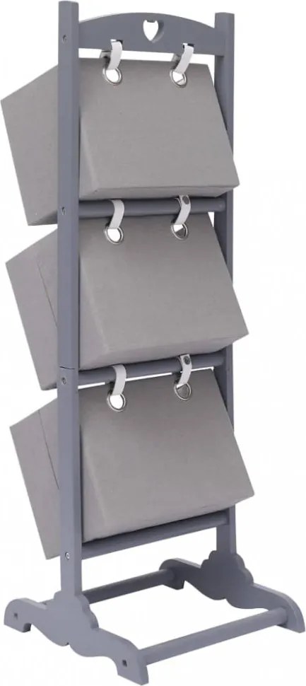 3 szintes sötétszürke fa kosárállvány 35 x 35 x 102 cm