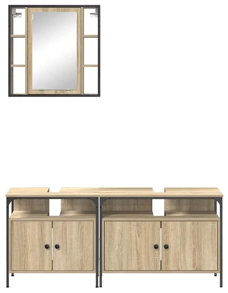 Fürdőszobai Szekrény Szett 3 pcs sonoma tölgy 80 x 30 x 60 cm