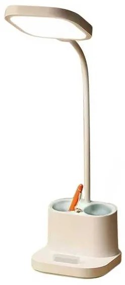 Platinet asztali lámpa 5 W, akkumulátor + pohár + USB, fehér