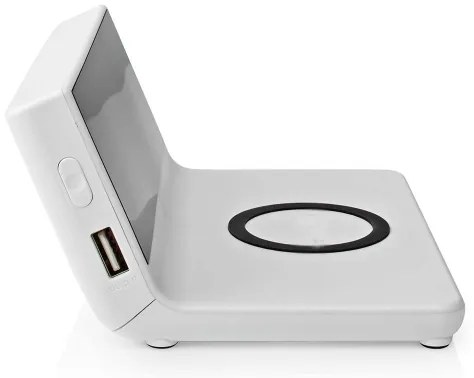 Nedis WCACQ20WT - Ébresztőóra LCD kijelzővel és vezeték nélküli töltő 15W/5V fehér