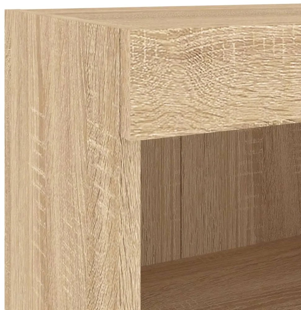 4 darab sonoma tölgy színű falra szerelhető TV-szekrény LED-del