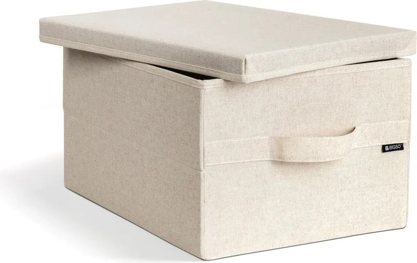 Bézs fedeles textil tárolódoboz 31x41x22 cm Soft Storage Medium – Bigso