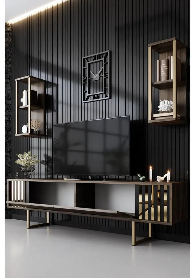 TV szekrény Gold Line - Walnut, Black