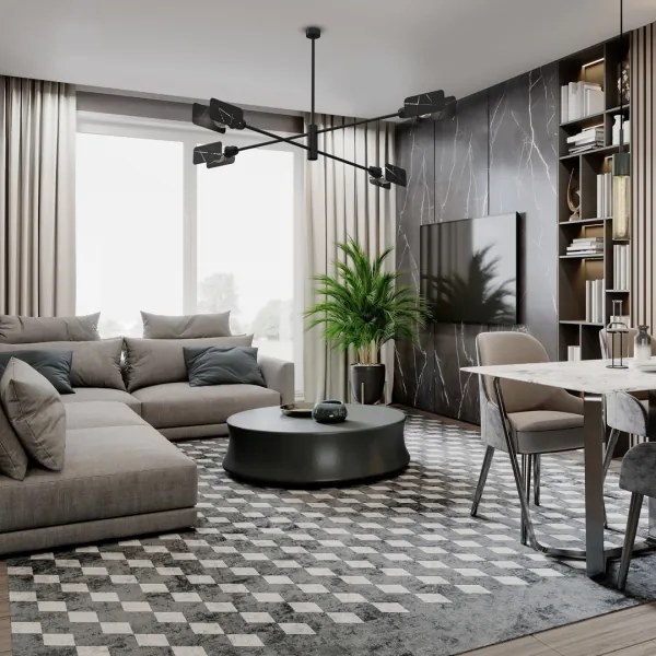 Csillár rúdon ASTRA 4xE27/60W/230V fekete