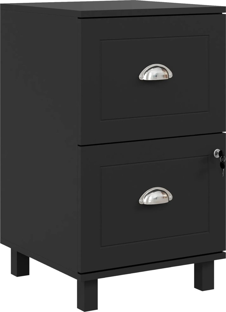 HOMCOM Zárható Irodai Dossziészek 2 Fiókkal, 40x41.5x67.5 cm, Fekete, Akasztós Mappákhoz A4 és Levélmérethez | Aosom