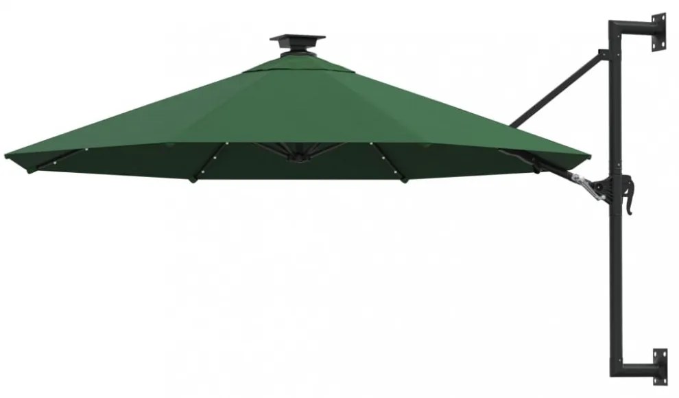 zöld fali napernyő LED-ekkel és fémrúddal 300 cm
