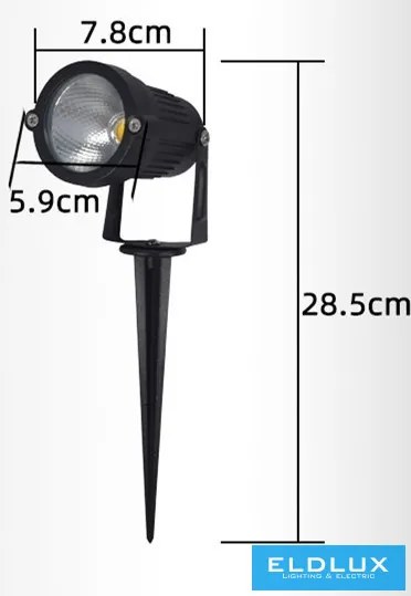 UNIVERSO Kerti spotlámpa 5w 290lm zöldfény IP65 fekete 285x78mm