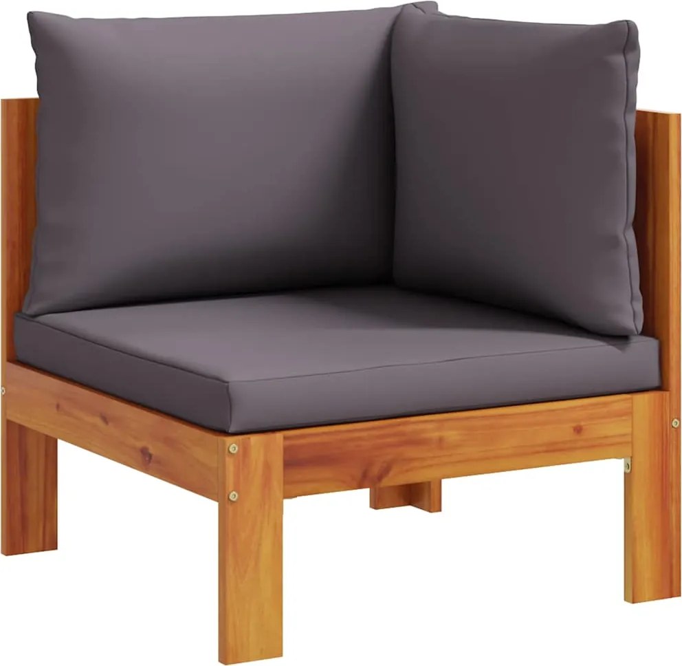 vidaXL tömör akácfa kerti sarokkanapé párnákkal
