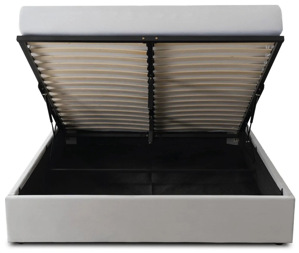 Krém Bársony Franciaágy Ágyneműtartóval. 180×200 MARSYLIA