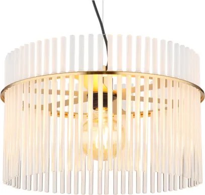 Globo 15698HM Függeszték fém matt arany színek, üvegrúd opál, átlátszó, kábel PVC fekete, ø: 400mm, M: 1500mm, 1x E27 60W 230V izzó nélkül