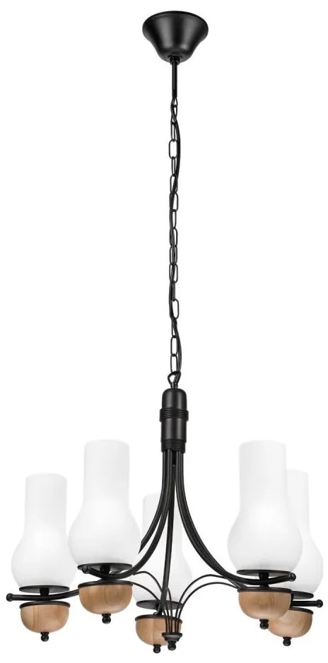 Brilagi - LED Csillár láncon COTTAGE 5xE14/40W/230V bükkfa/fehér